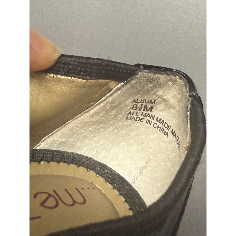 Me Too Album Black Patent Square Toe Ballet Flats Gold Buckle 8.5M - Picture 8 of 8